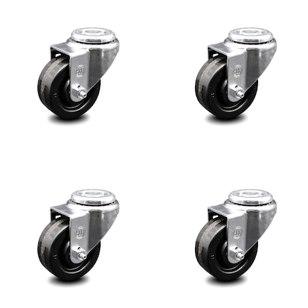 Service Caster 3.5 Inch Phenolic Wheel Swivel Bolt Hole Caster Set SCC-BH20S3514-PHS-4
